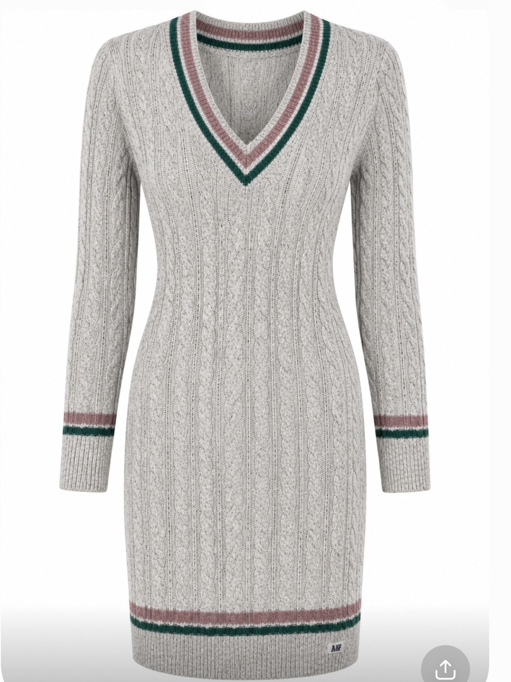 Abercrombie & fitch vintage Y2K cable knit preppy mini sweater dress sz L